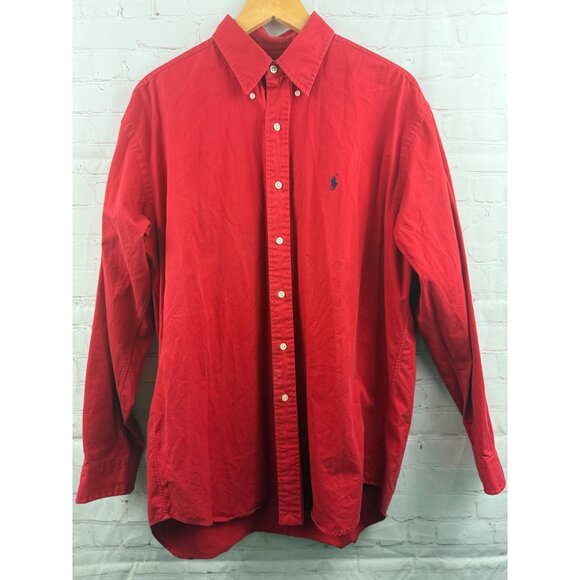 Ralph Lauren Blake Button Down Cotton Shirt Mens Size Large Red (READ) - Picture 1 of 8
